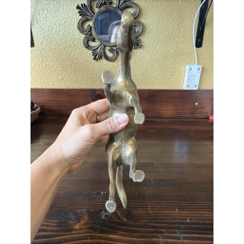 Vtg. Mid Century Brass Horse, Grazing. Made In Korea. 5.5